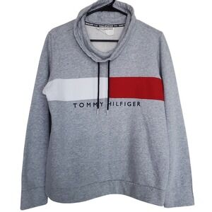 Tommy Hilfiger Sport Cowl Neck Classic 90s Logo Gray Sweatshirt Cowl Neck SZ:L